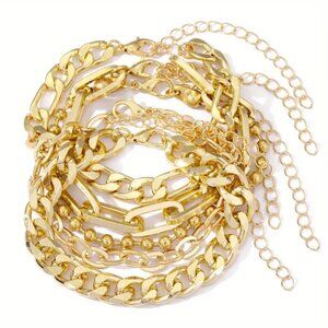 9 Styles Golden Multilayer Bracelet Set Baroque Style Vintage Bracelet Female